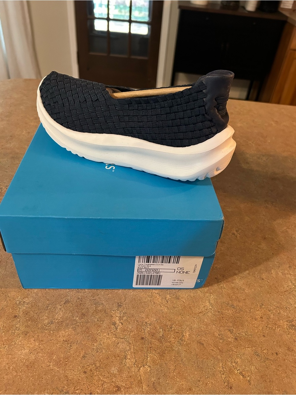 Clarks Navy Woven Slip-On Platform Sneaker